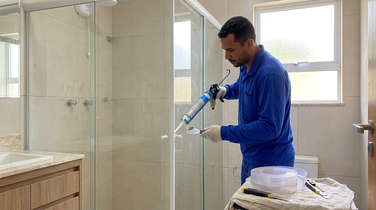 Aplicação de silicone em box em Passo Fundo‑RS
